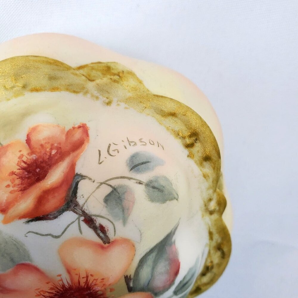 VTG Hand-Painted Cricket Jewelry Box Lidded Porcelain Trinket Box By L. Gibson - Picture 2 of 16